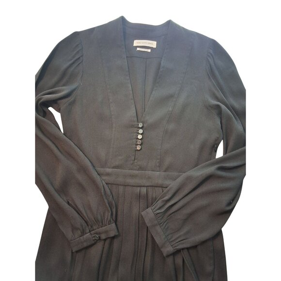 Isabel Marant Étoile Black Long Sleeve Midi Crepe Dress Button V-Neck 36 (US 4) - Picture 10 of 10